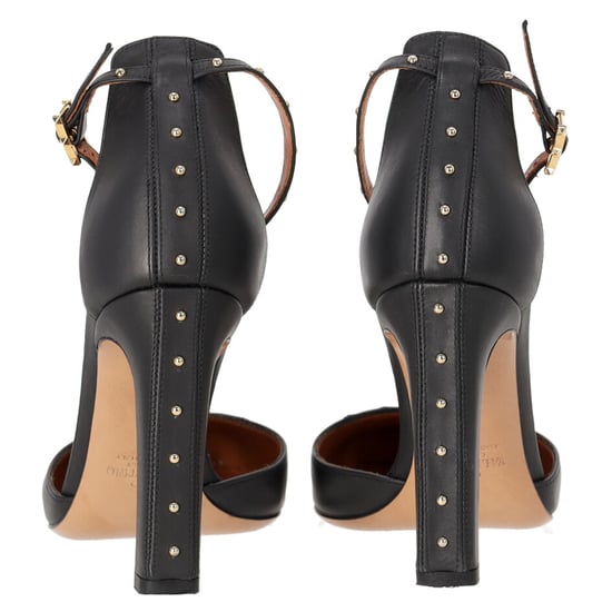 Valentino – Pumps mit Knöchelriemen und Nieten aus schwarzem Leder - Image 3