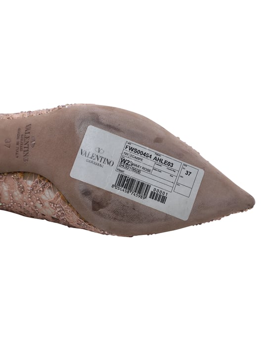 Valentino – Spitze Pumps aus nudefarbenem Leder - Image 6