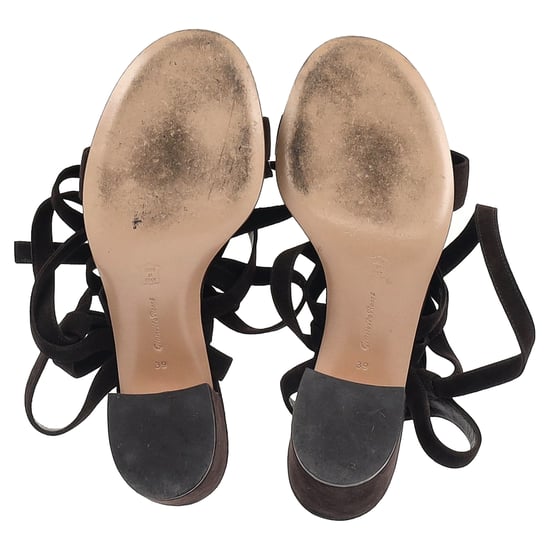 Gianvito Rossi Riemchensandalen mit Blockabsatz aus braunem Wildleder - Image 6