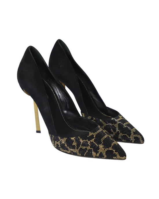 Sergio Rossi – Pumps mit Animalprint und eingebettetem Kristall in mehrfarbigem Kristall - Image 3