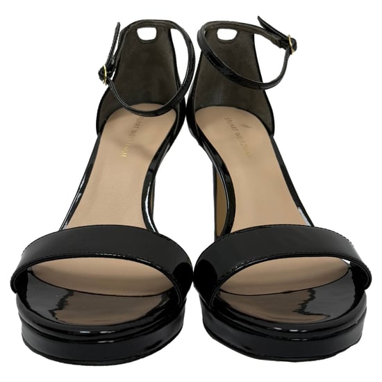 Stuart Weitzman Nudist Plateausandalen aus schwarzem Lackleder - Image 2