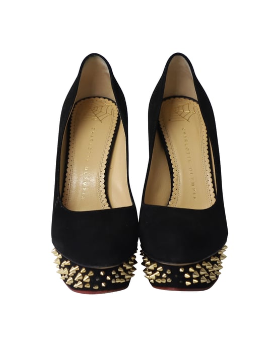 Charlotte Olympia – Dolly-Pumps mit Nietenverzierung aus schwarzem Wildleder - Image 2