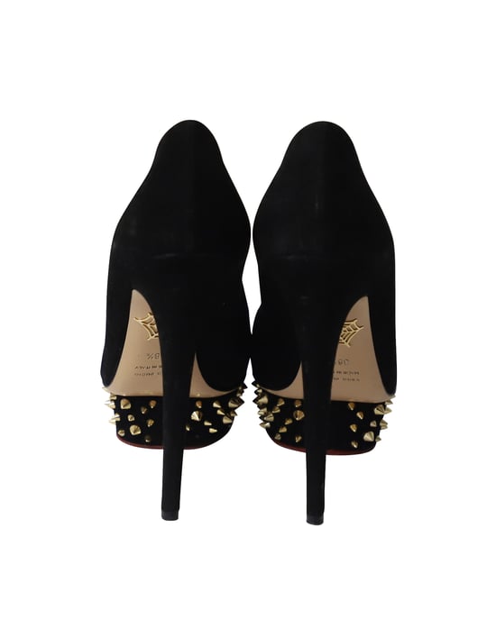 Charlotte Olympia – Dolly-Pumps mit Nietenverzierung aus schwarzem Wildleder - Image 4