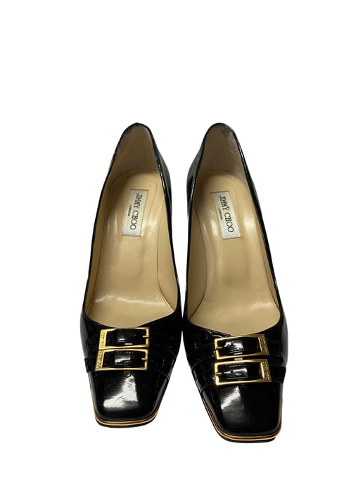 Jimmy Choo Pumps mit doppelter Schnalle aus schwarzem Lackleder - Image 2