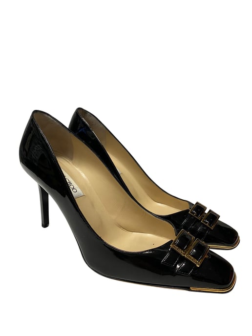 Jimmy Choo Pumps mit doppelter Schnalle aus schwarzem Lackleder - Image 3