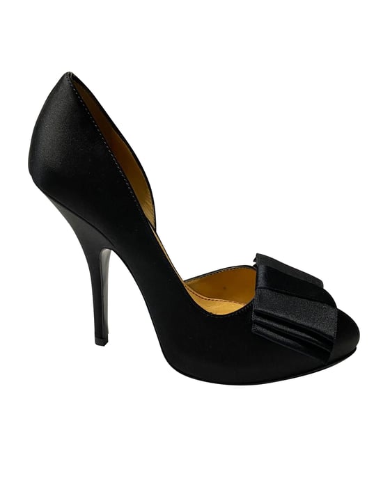 Lanvin Bow Pumps 120 aus schwarzem Satinleder - Image 1