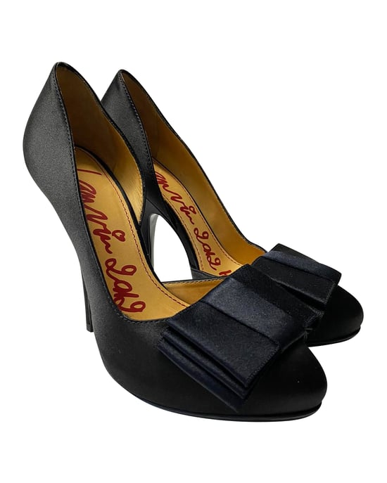 Lanvin Bow Pumps 120 aus schwarzem Satinleder - Image 3