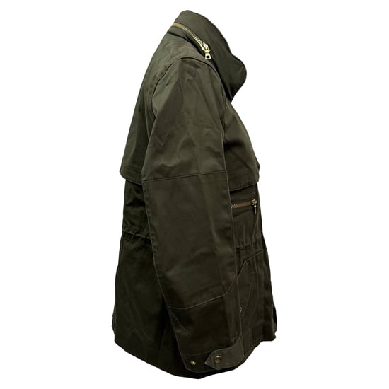 Sandro Paris Regenjacke mit Reißverschluss aus olivgrüner Baumwolle - Image 2