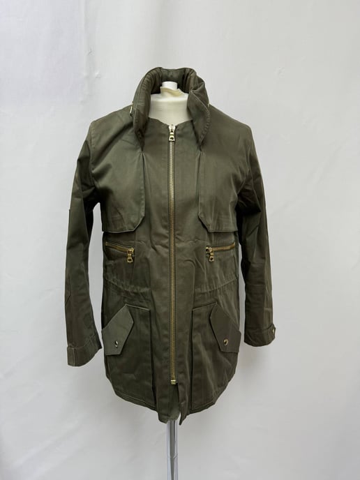Sandro Paris Regenjacke mit Reißverschluss aus olivgrüner Baumwolle - Image 6