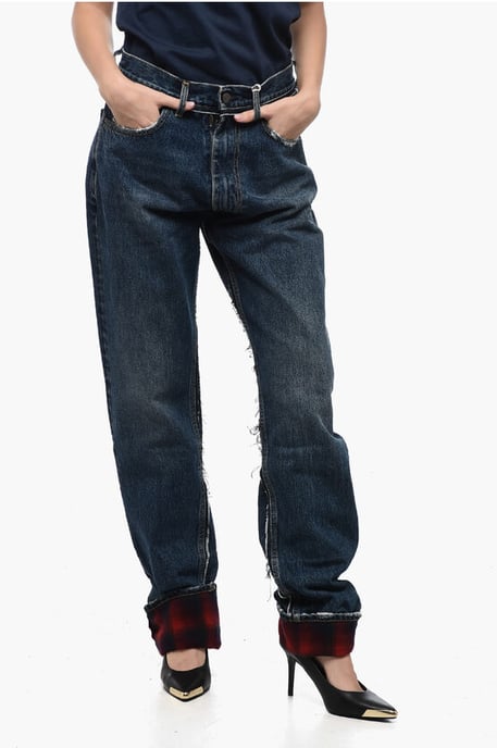 MM8 PENDLETON – Hoch taillierte Jeans mit Wollsaum in Blau - Image 1