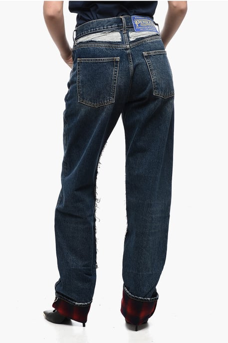 MM8 PENDLETON – Hoch taillierte Jeans mit Wollsaum in Blau - Image 2