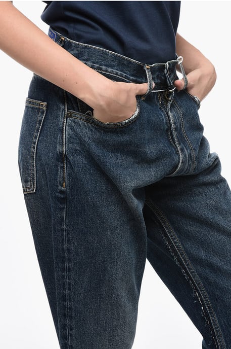 MM8 PENDLETON – Hoch taillierte Jeans mit Wollsaum in Blau - Image 3