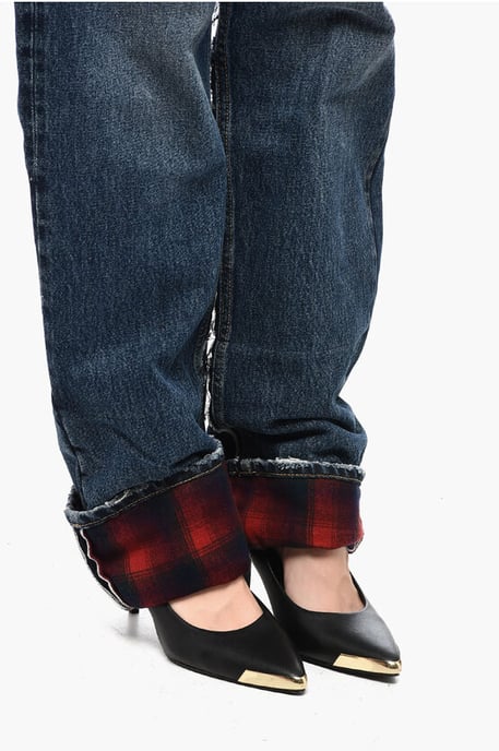 MM8 PENDLETON – Hoch taillierte Jeans mit Wollsaum in Blau - Image 4