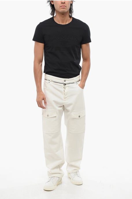 Straight Fit Cargo Jeans mit Reißverschlussdetail 22 cm in Weiß - Image 4