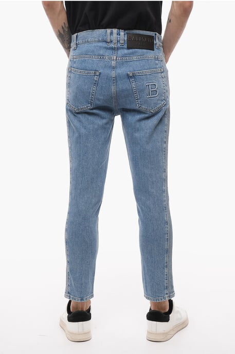 Tapered Fit Jeans mit Details an den Seiten 17 cm in Blau - Image 2