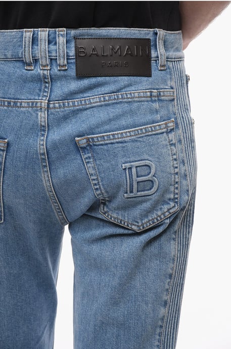 Tapered Fit Jeans mit Details an den Seiten 17 cm in Blau - Image 3