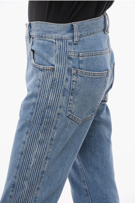 Tapered Fit Jeans mit Details an den Seiten 17 cm in Blau - Image 4
