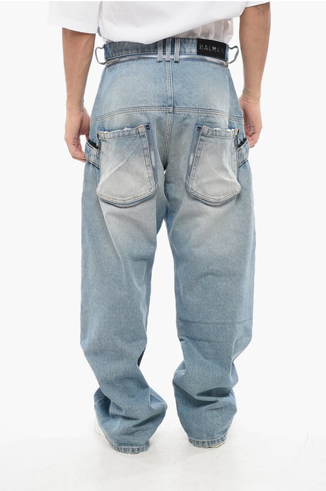 Loose Fit Jeans mit Klettverschluss-Details 26cm in Blau - Image 2