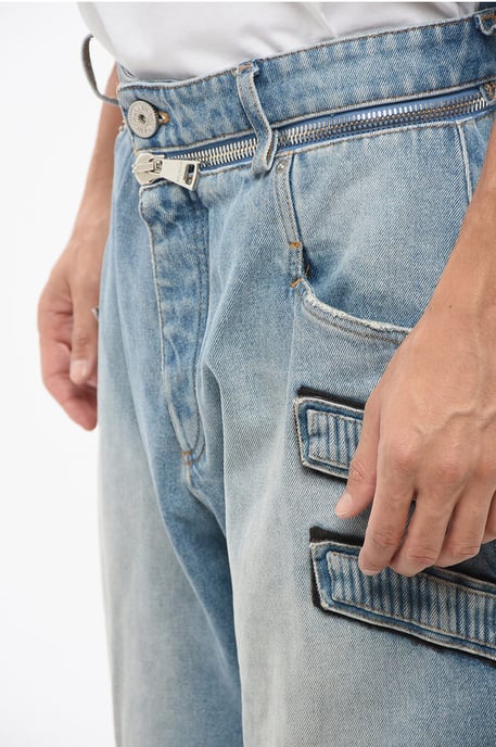 Loose Fit Jeans mit Klettverschluss-Details 26cm in Blau - Image 3