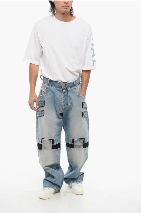 Loose Fit Jeans mit Klettverschluss-Details 26cm in Blau - Image 4