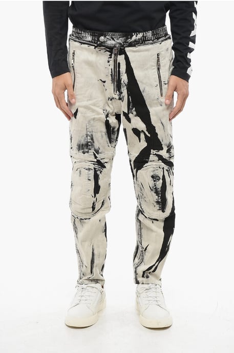 Bikerjeans mit Acid-Wash-Effekt und Knöchelreißverschluss 16 cm in Schwarz & Weiß - Image 1