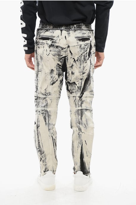 Bikerjeans mit Acid-Wash-Effekt und Knöchelreißverschluss 16 cm in Schwarz & Weiß - Image 2