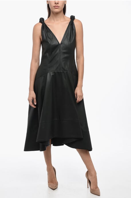 Lederkleid mit Knotendetails in Grün - Image 1