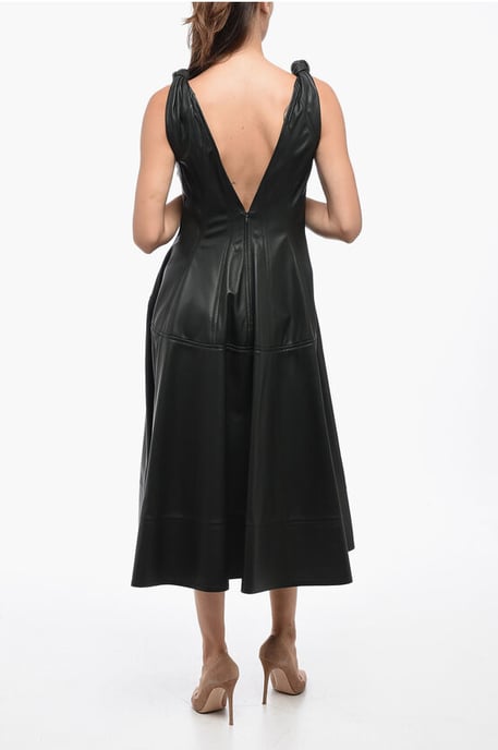 Lederkleid mit Knotendetails in Grün - Image 2