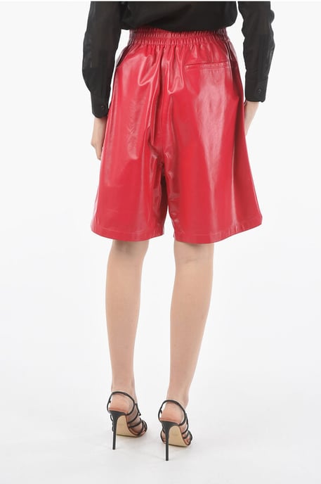 Ungefütterte Shorts aus Lammfell mit elastischer Taille in Rosa - Image 2