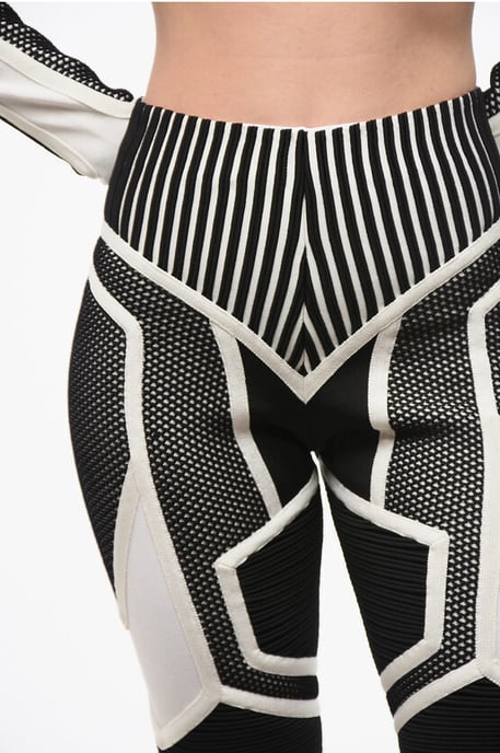 Zweifarbige Bikershorts mit hoher Taille in Schwarz und Weiß - Image 3