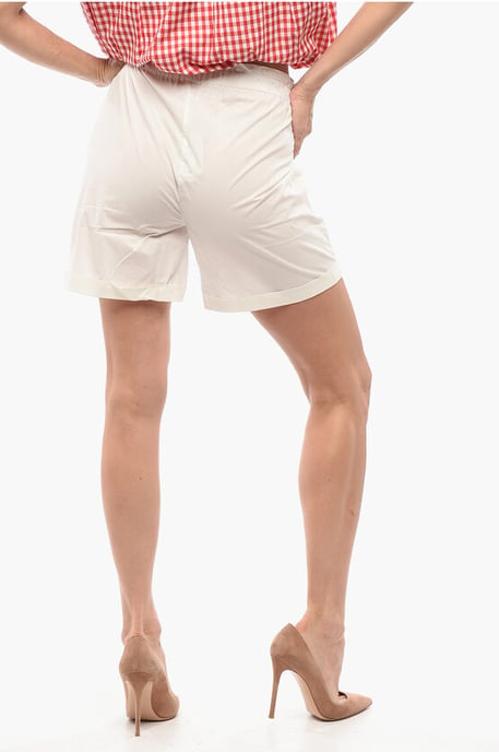 Popeline-Baumwoll-Shorts mit elastischem Bund in Weiß - Image 2