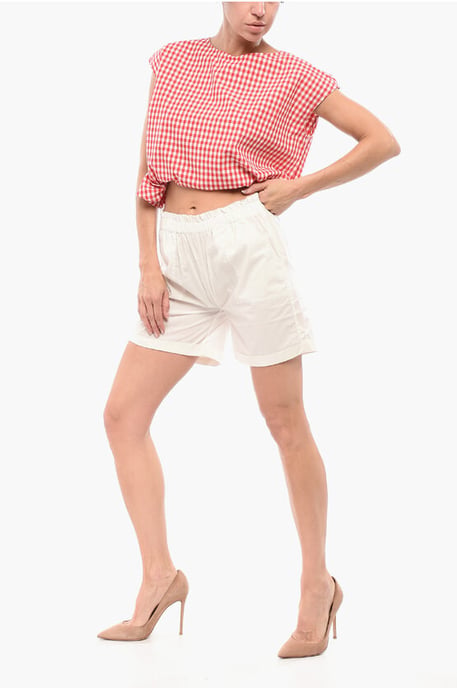 Popeline-Baumwoll-Shorts mit elastischem Bund in Weiß - Image 4
