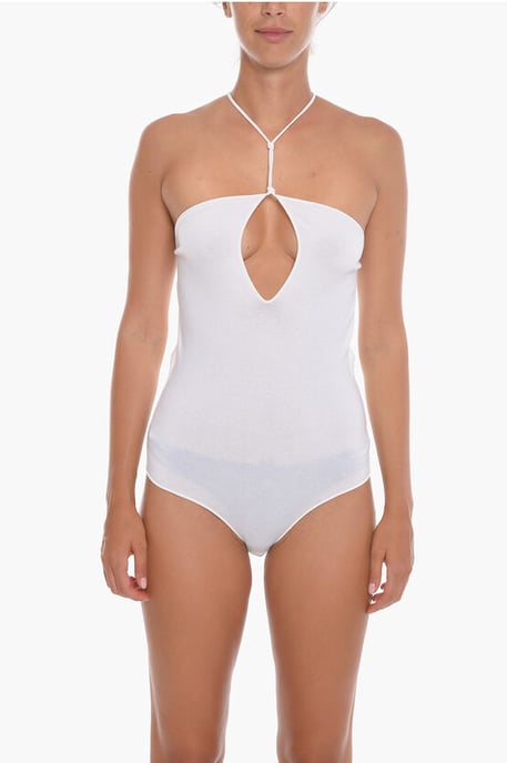 GAUGE Bodysuit ohne Rücken aus Kaschmirmischung in Weiß - Image 1