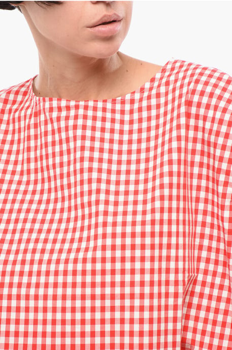 Zweifarbige Bluse mit Buffalo-Karomuster in Bianco, Rosso - Image 3