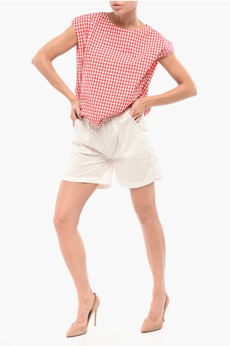 Zweifarbige Bluse mit Buffalo-Karomuster in Bianco, Rosso - Image 4