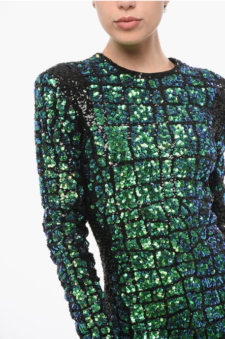 Langärmliges Minikleid mit Pailletten in Mehrfarbig - Image 3