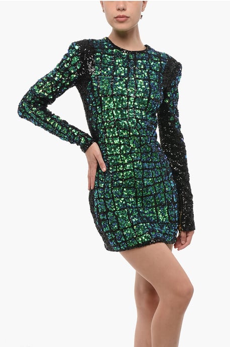 Langärmliges Minikleid mit Pailletten in Mehrfarbig - Image 4