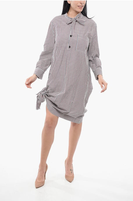 Gestreiftes Chemisier-Kleid mit Knotendetail in Mehrfarbig - Image 1