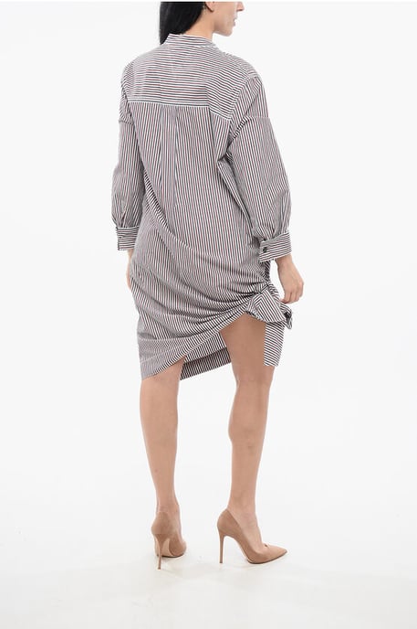 Gestreiftes Chemisier-Kleid mit Knotendetail in Mehrfarbig - Image 2
