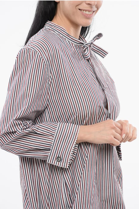 Gestreiftes Chemisier-Kleid mit Knotendetail in Mehrfarbig - Image 3