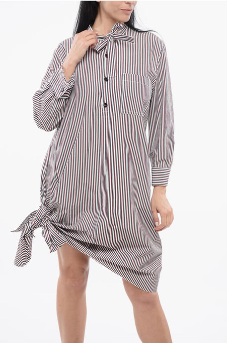 Gestreiftes Chemisier-Kleid mit Knotendetail in Mehrfarbig - Image 4