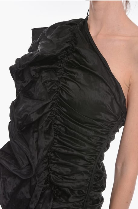 Bottega Veneta Satinkleid mit Rüschen und One-Shoulder-Ausschnitt - Schwarz - Image 3
