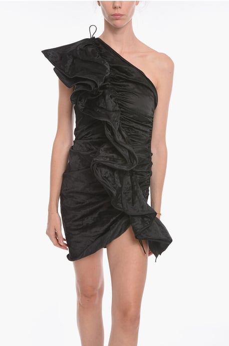 Bottega Veneta Satinkleid mit Rüschen und One-Shoulder-Ausschnitt - Schwarz - Image 4