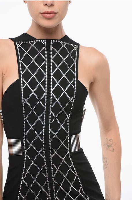 Etui-Minikleid mit Strassverzierung in Schwarz - Image 3
