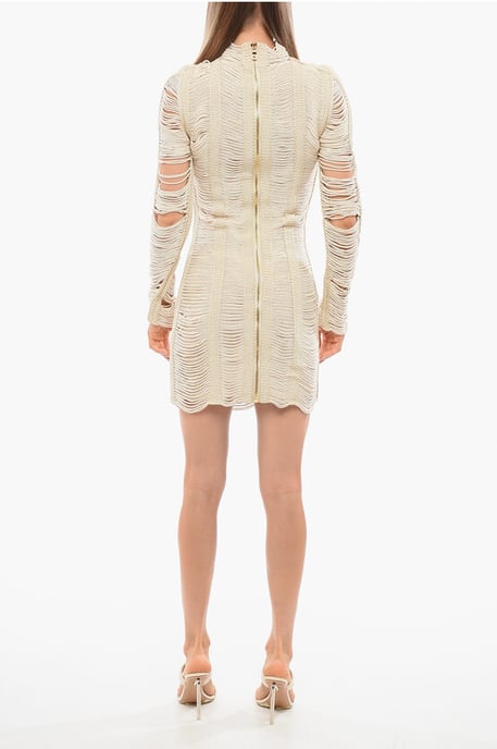 Langärmliges Netzkleid in Beige - Image 2