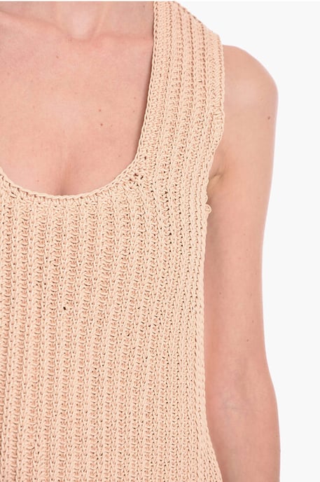 Handgestricktes Midikleid aus Leder in Pink - Image 3