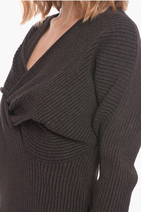 Knotted Design WEAVE Strick-Minikleid in Braun - Image 3