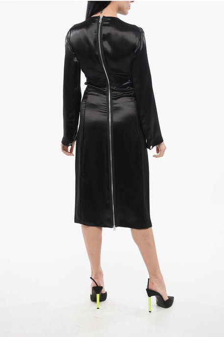 Bottega Veneta Satinkleid mit V-Ausschnitt - Schwarz - Image 2