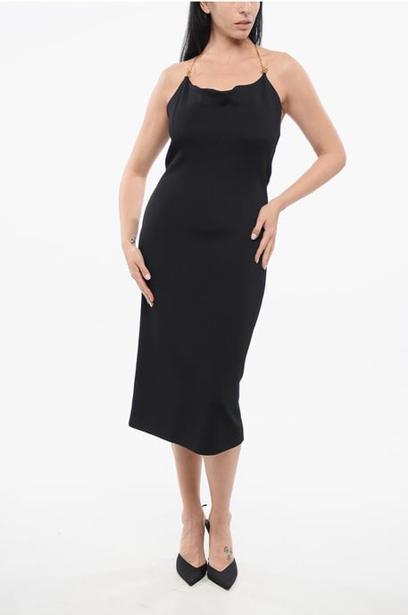 Viskosekleid mit Metallkette in Schwarz - Image 1