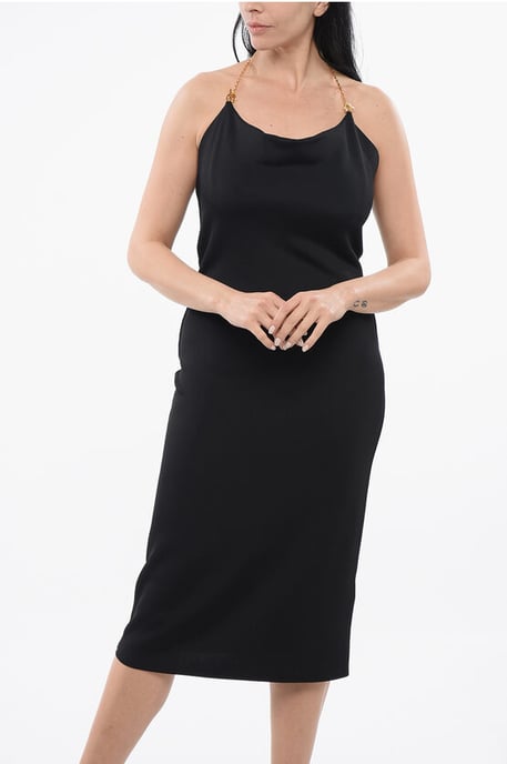 Viskosekleid mit Metallkette in Schwarz - Image 4